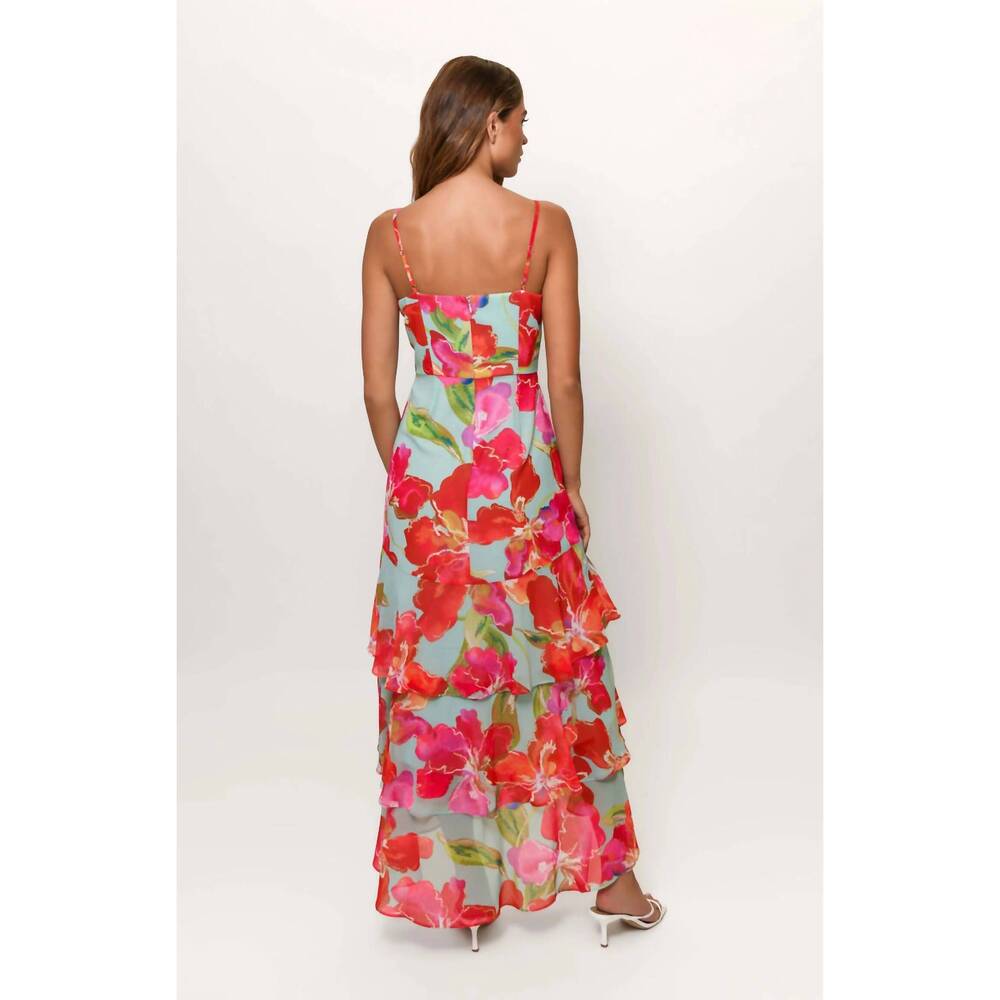 NEW HUTCH twist front tiered dress in watercolor - Picture 4 of 5